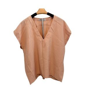 Zara Coral V-Neck Blouse -‎ Size Medium